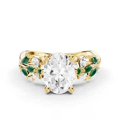 Butterfly And Bee Vine Twist Lab Emerald Engagement Ring