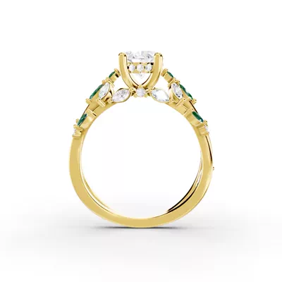 Butterfly And Bee Vine Twist Lab Emerald Engagement Ring