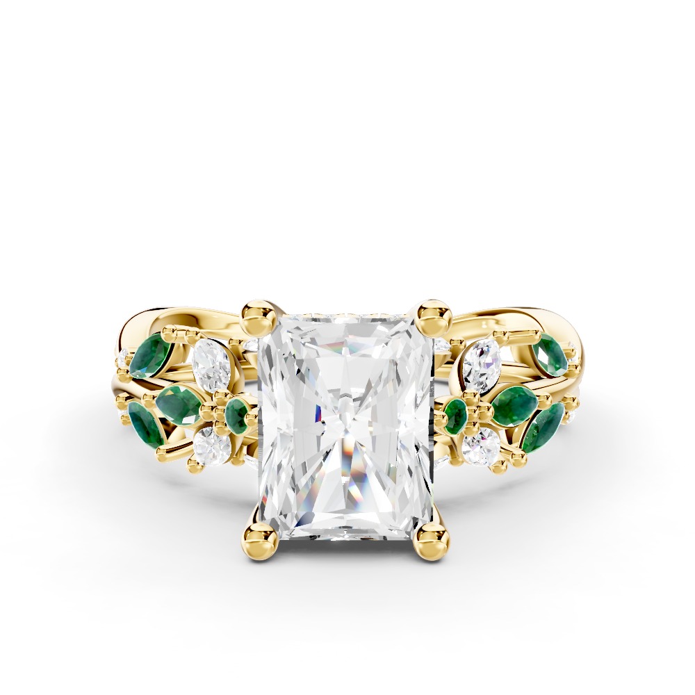 Butterfly And Bee Vine Twist Lab Emerald Engagement Ring