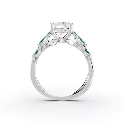 Butterfly And Bee Vine Twist Lab Emerald Engagement Ring