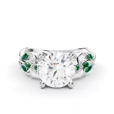 Butterfly And Bee Vine Twist Lab Emerald Engagement Ring