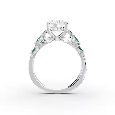 Butterfly And Bee Vine Twist Lab Emerald Engagement Ring