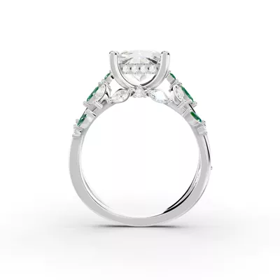 Butterfly And Bee Vine Twist Lab Emerald Engagement Ring