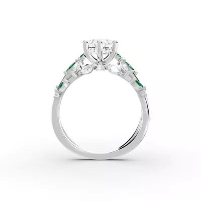Butterfly And Bee Vine Twist Lab Emerald Engagement Ring