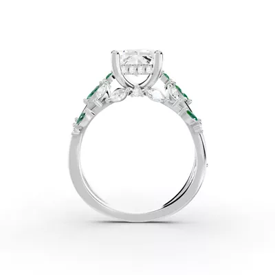 Butterfly And Bee Vine Twist Lab Emerald Engagement Ring