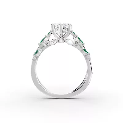 Butterfly And Bee Vine Twist Lab Emerald Engagement Ring