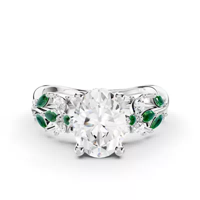 Butterfly And Bee Vine Twist Lab Emerald Engagement Ring