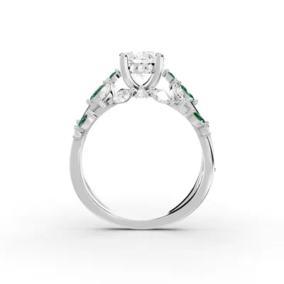 Butterfly And Bee Vine Twist Lab Emerald Engagement Ring