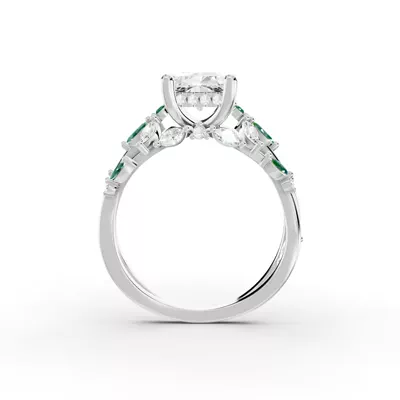 Butterfly And Bee Vine Twist Lab Emerald Engagement Ring