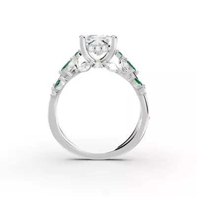 Butterfly And Bee Vine Twist Lab Emerald Engagement Ring