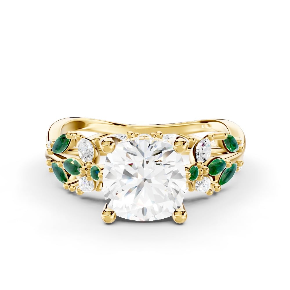 Butterfly And Bee Vine Twist Lab Emerald Engagement Ring