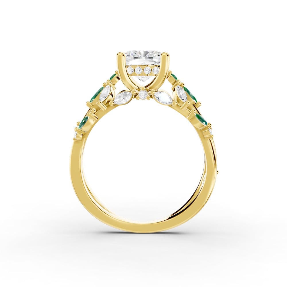 Butterfly And Bee Vine Twist Lab Emerald Engagement Ring