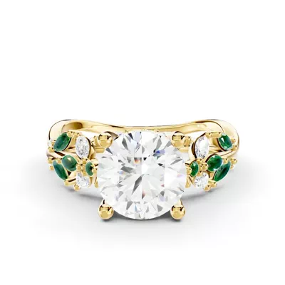 Butterfly And Bee Vine Twist Lab Emerald Engagement Ring