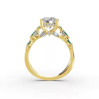 Butterfly And Bee Vine Twist Lab Emerald Engagement Ring