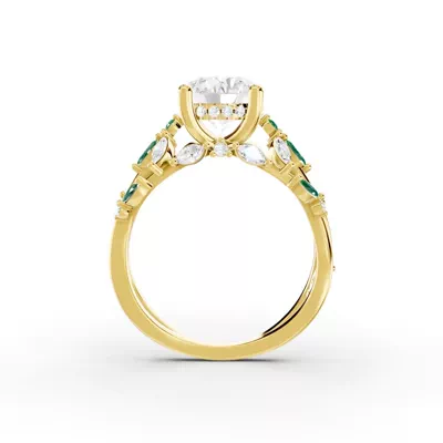 Butterfly And Bee Vine Twist Lab Emerald Engagement Ring