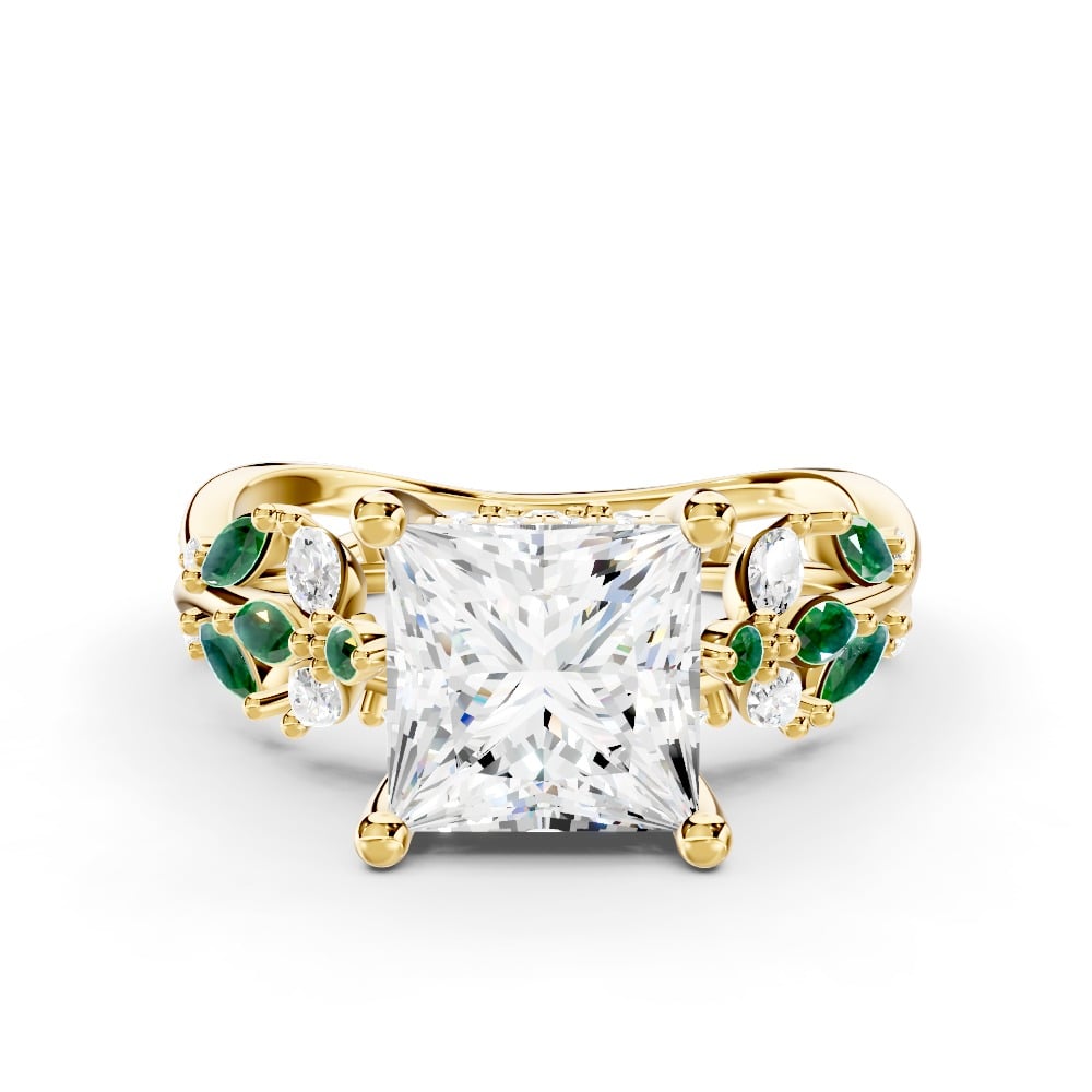 Butterfly And Bee Vine Twist Lab Emerald Engagement Ring