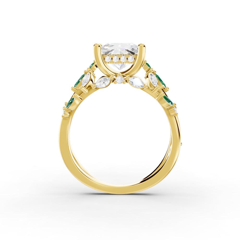 Butterfly And Bee Vine Twist Lab Emerald Engagement Ring