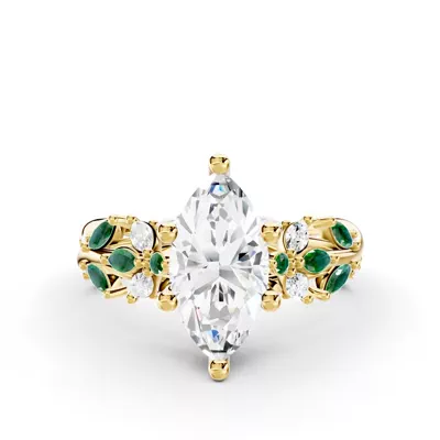 Butterfly And Bee Vine Twist Lab Emerald Engagement Ring
