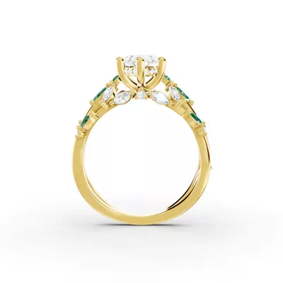 Butterfly And Bee Vine Twist Lab Emerald Engagement Ring