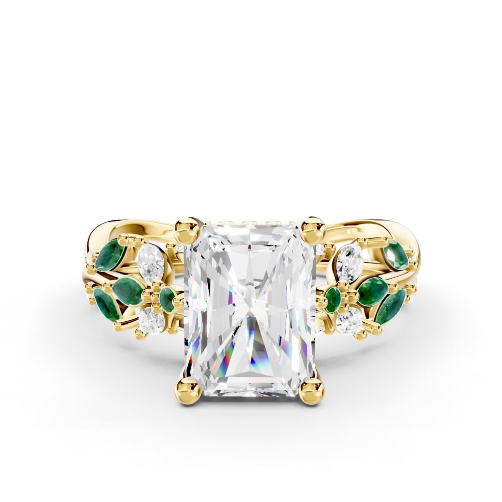 Butterfly And Bee Vine Twist Lab Emerald Engagement Ring