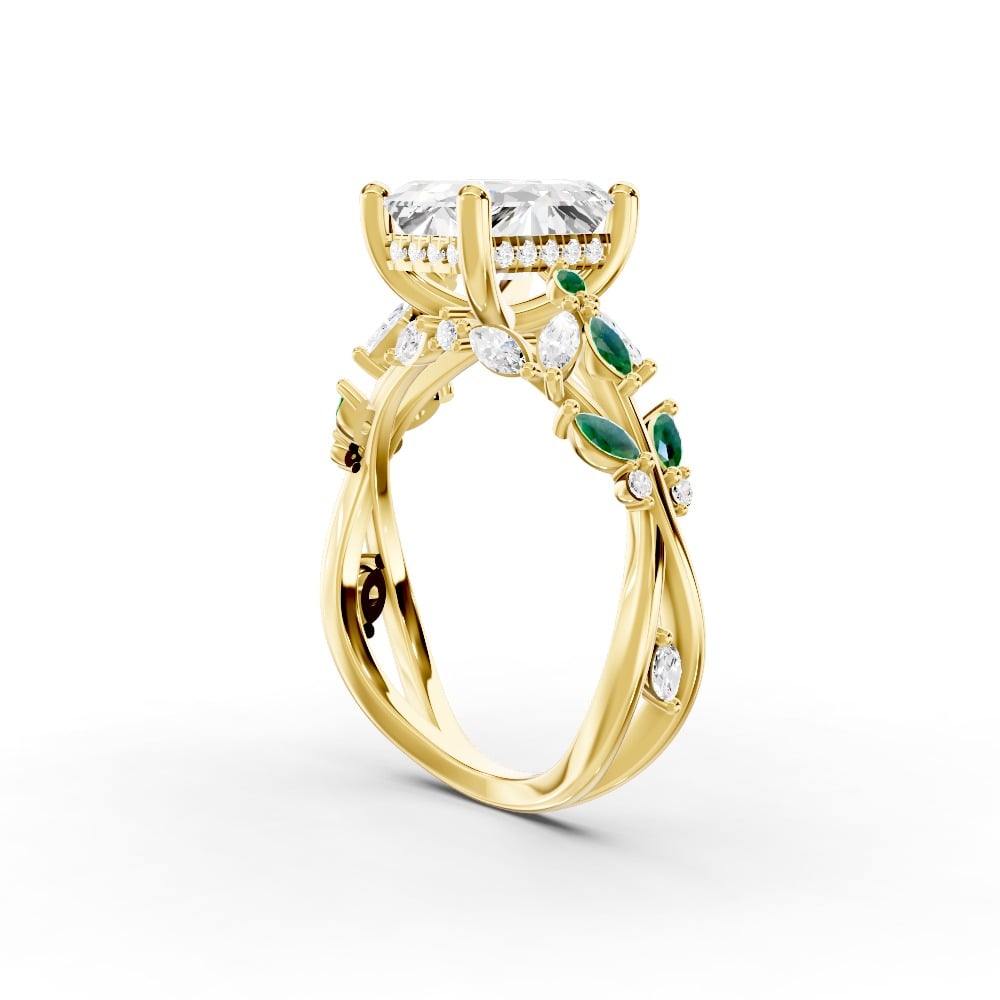 Butterfly And Bee Vine Twist Lab Emerald Engagement Ring