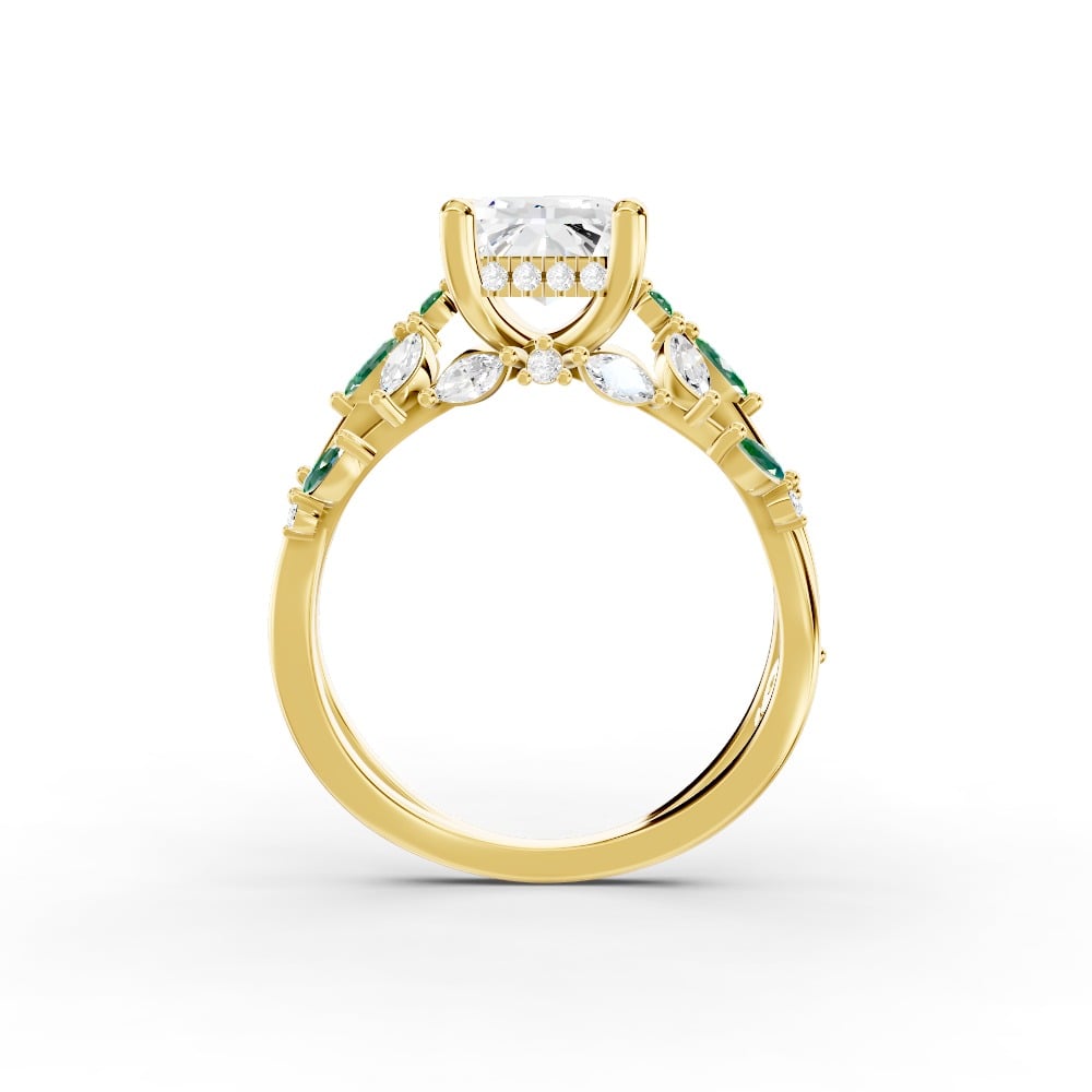 Butterfly And Bee Vine Twist Lab Emerald Engagement Ring