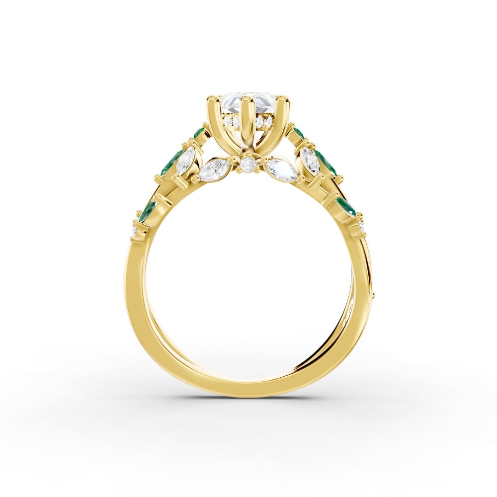 Butterfly And Bee Vine Twist Lab Emerald Engagement Ring
