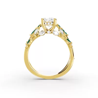 Butterfly And Bee Vine Twist Lab Emerald Engagement Ring