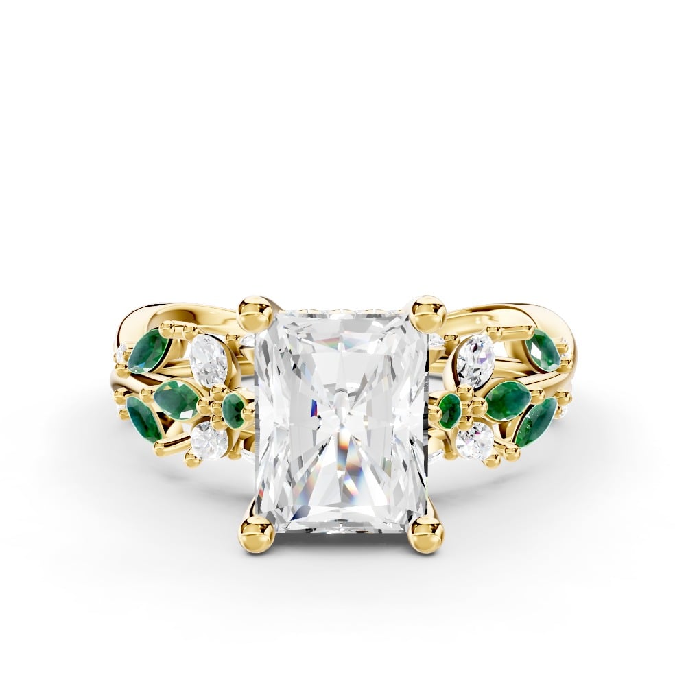 Butterfly And Bee Vine Twist Lab Emerald Engagement Ring