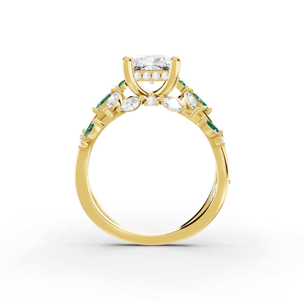 Butterfly And Bee Vine Twist Lab Emerald Engagement Ring