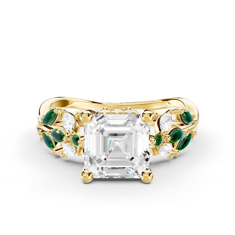 Butterfly And Bee Vine Twist Lab Emerald Engagement Ring