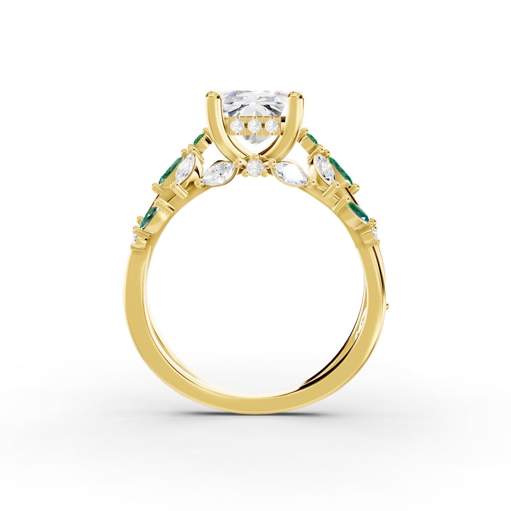 Butterfly And Bee Vine Twist Lab Emerald Engagement Ring