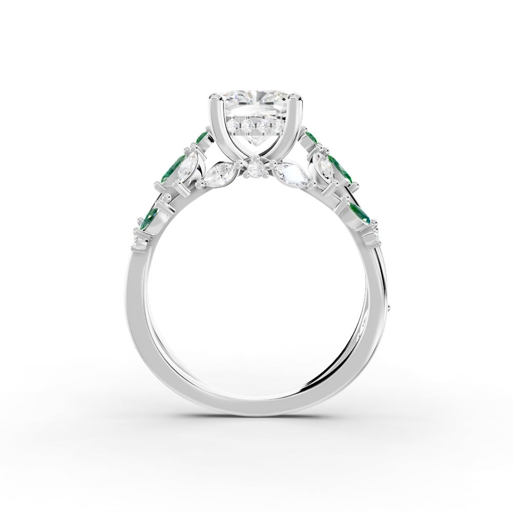 Butterfly And Bee Vine Twist Lab Emerald Engagement Ring