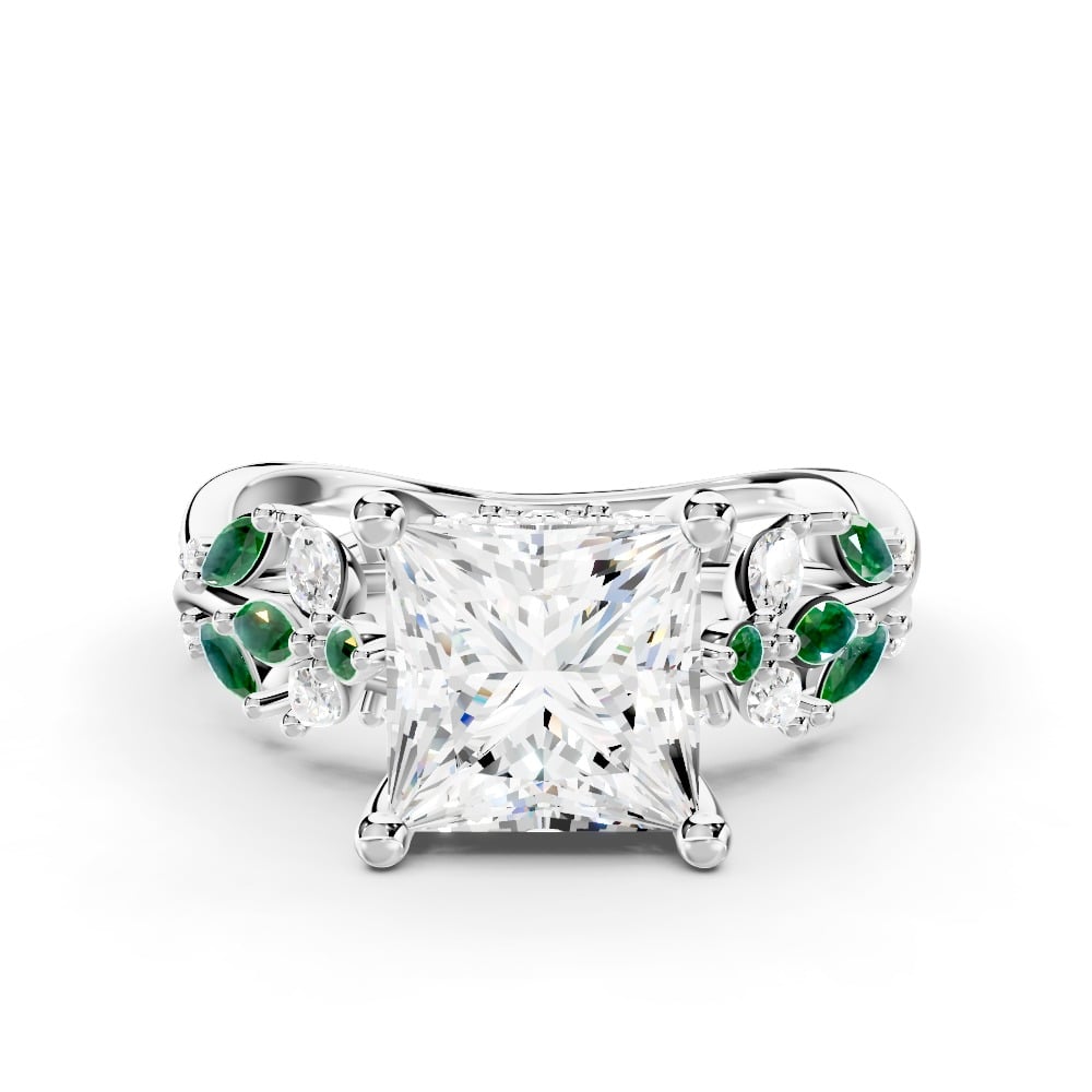 Butterfly And Bee Vine Twist Lab Emerald Engagement Ring