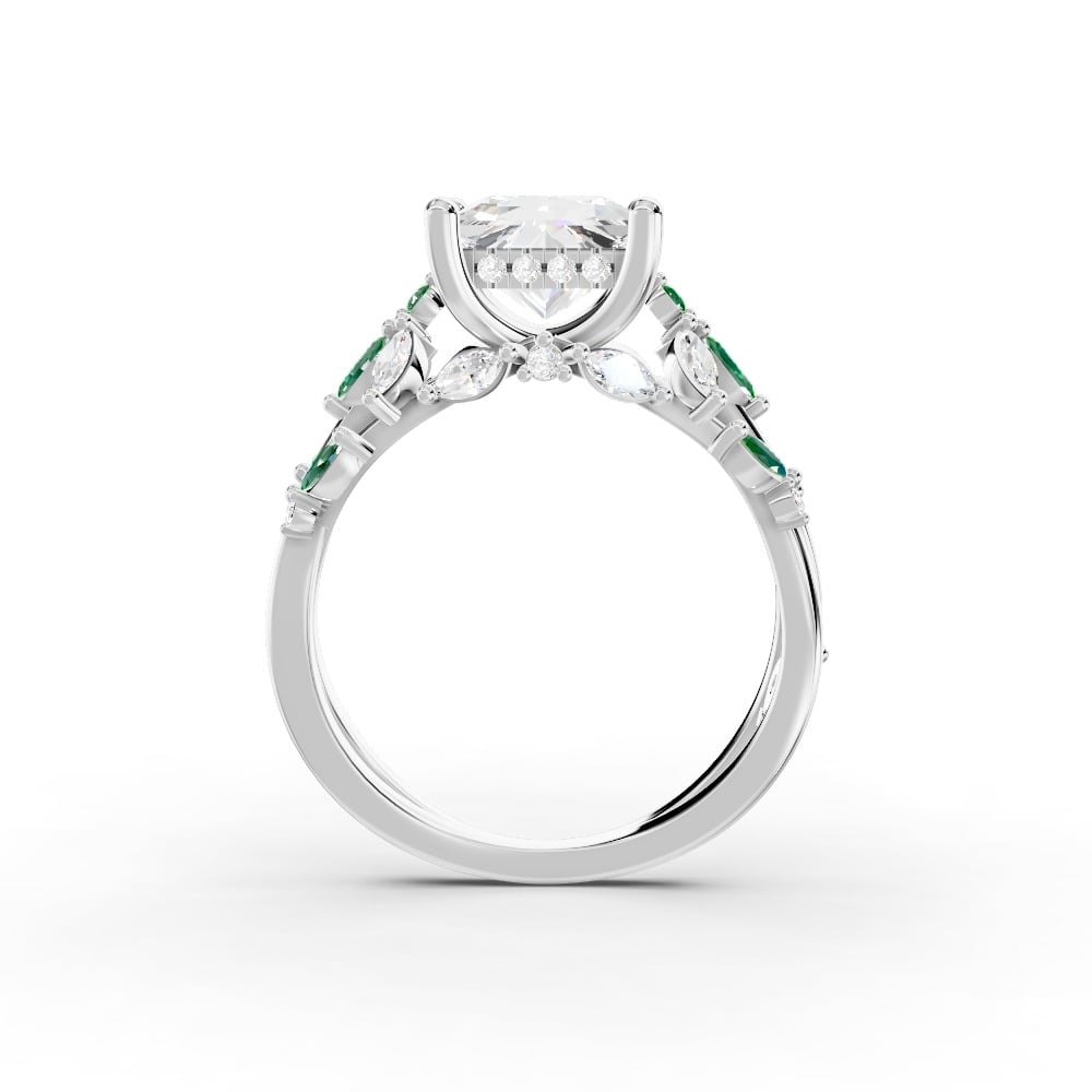 Butterfly And Bee Vine Twist Lab Emerald Engagement Ring