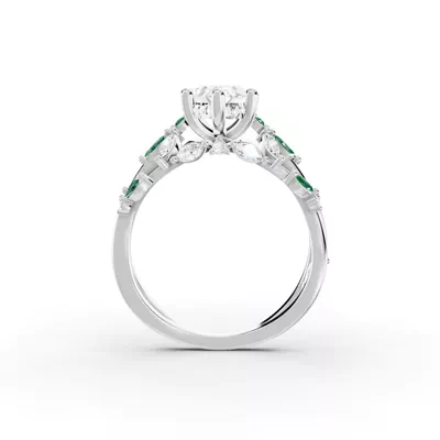 Butterfly And Bee Vine Twist Lab Emerald Engagement Ring