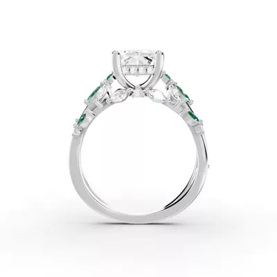Butterfly And Bee Vine Twist Lab Emerald Engagement Ring