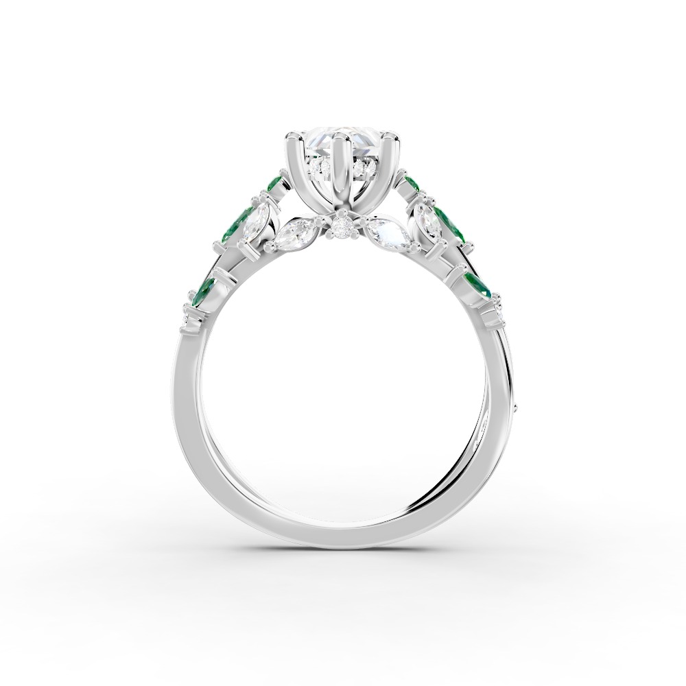 Butterfly And Bee Vine Twist Lab Emerald Engagement Ring