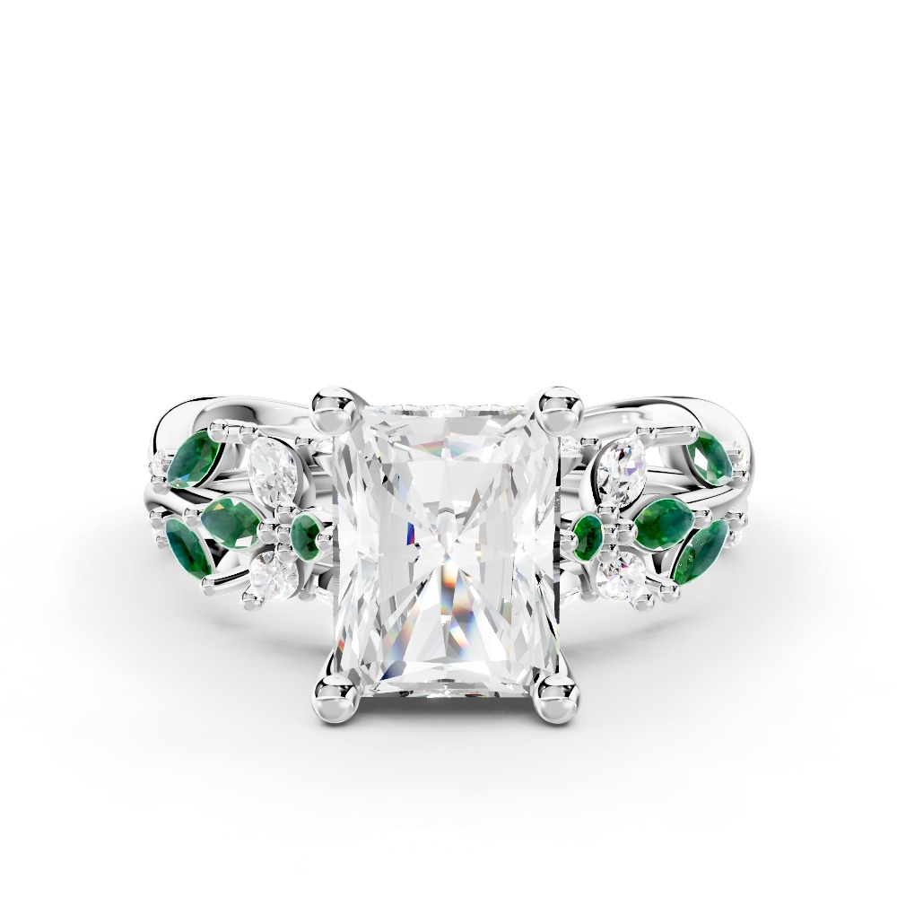 Butterfly And Bee Vine Twist Lab Emerald Engagement Ring