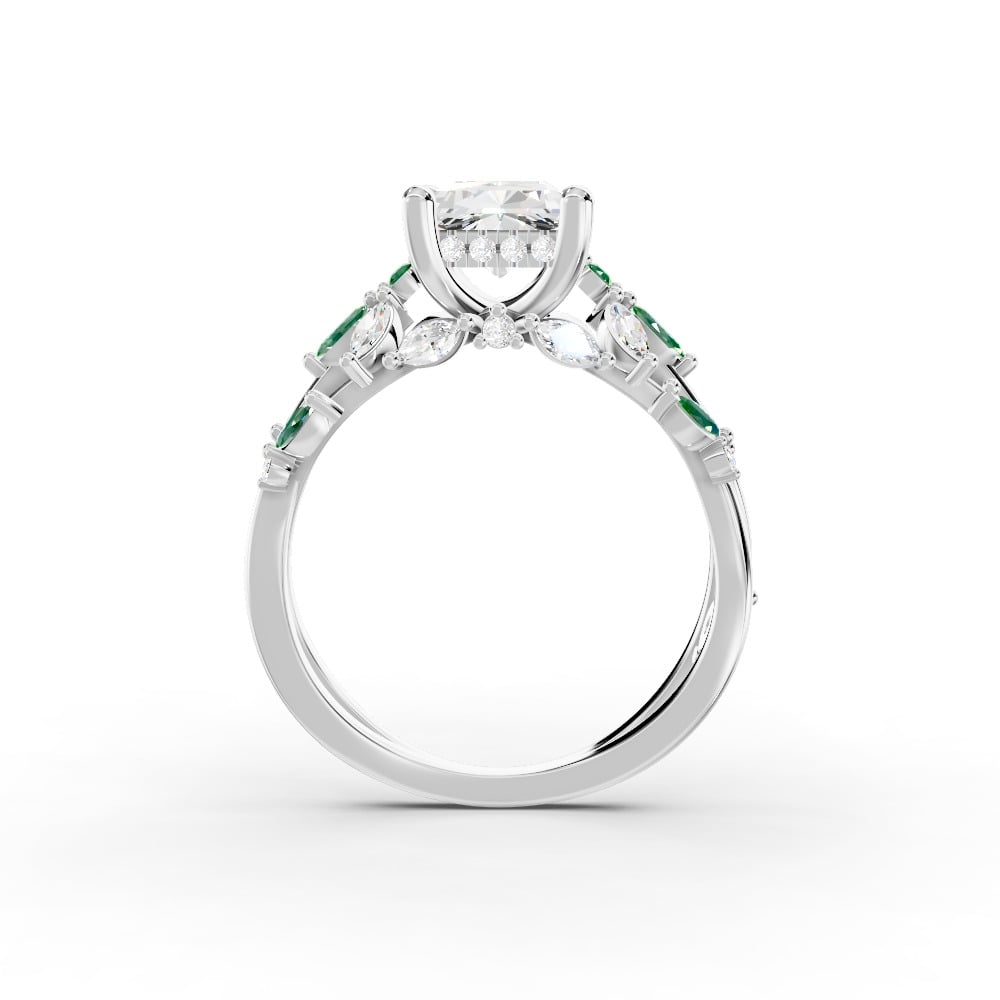 Butterfly And Bee Vine Twist Lab Emerald Engagement Ring