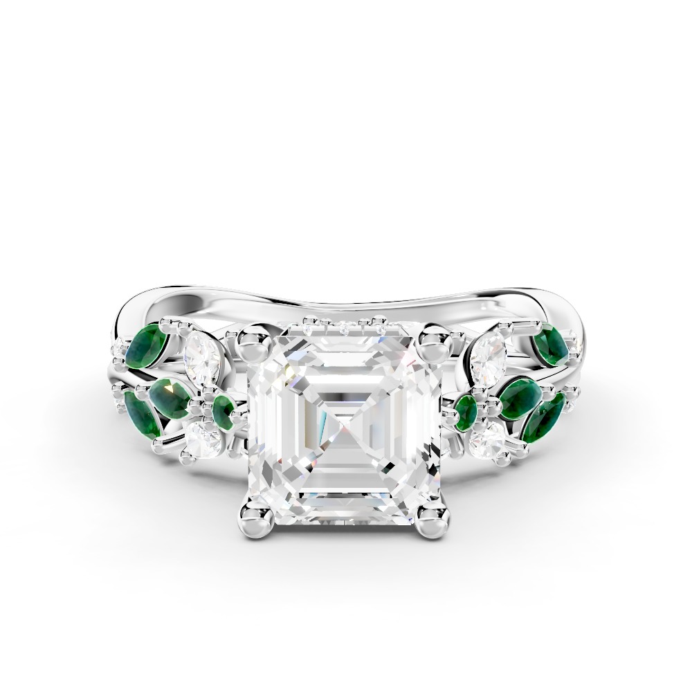 Butterfly And Bee Vine Twist Lab Emerald Engagement Ring