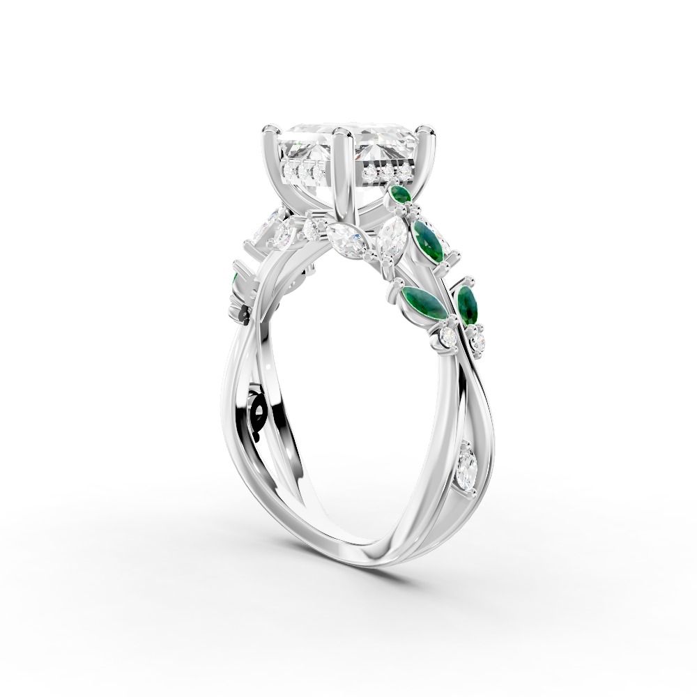 Butterfly And Bee Vine Twist Lab Emerald Engagement Ring