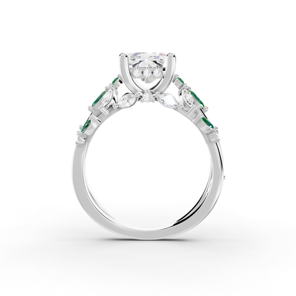 Butterfly And Bee Vine Twist Lab Emerald Engagement Ring