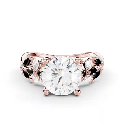 Butterfly And Bee Vine Twist Black Diamond Engagement Ring
