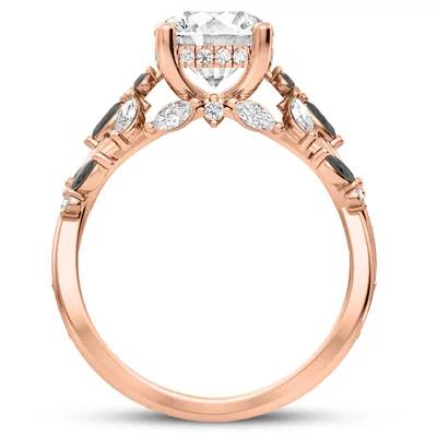 Butterfly And Bee Vine Twist Black Diamond Engagement Ring
