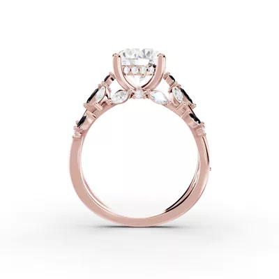 Butterfly And Bee Vine Twist Black Diamond Engagement Ring