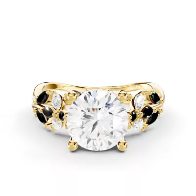 Butterfly And Bee Vine Twist Black Diamond Engagement Ring