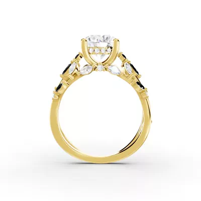 Butterfly And Bee Vine Twist Black Diamond Engagement Ring