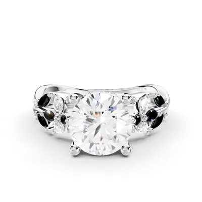 Butterfly And Bee Vine Twist Black Diamond Engagement Ring
