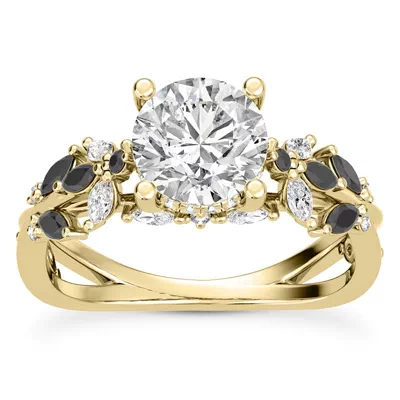 Butterfly And Bee Vine Twist Black Diamond Engagement Ring